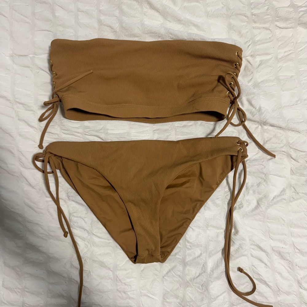 L*Space Caramel Strapless Bikini with Side Ties